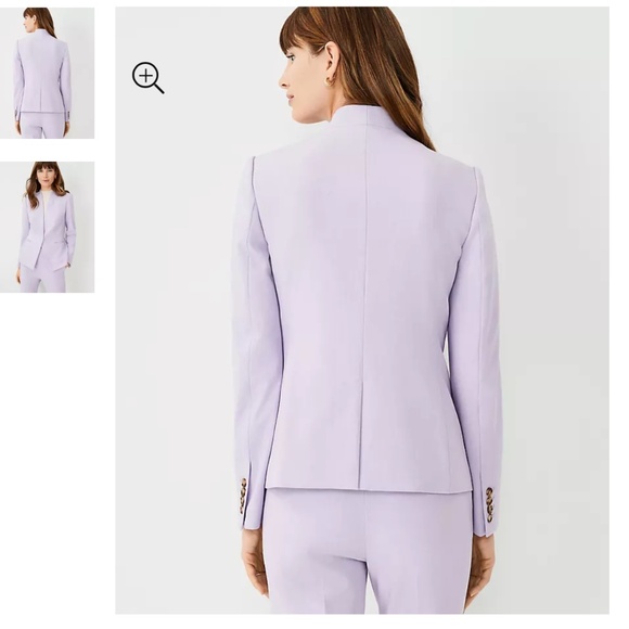 Ann Taylor The Cutaway Blazer in Bi-Stretch in Soft Violet Size 12 - Picture 4 of 9